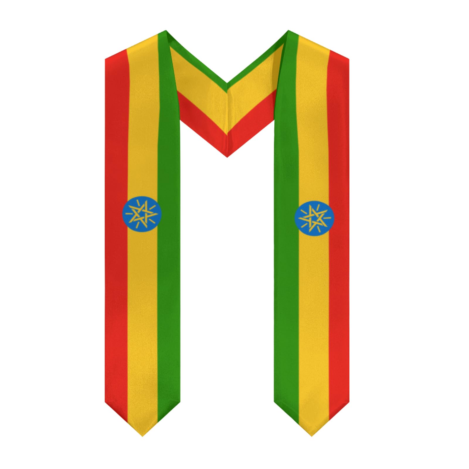 Ethiopia Ethiopian Flag Graduation Stole Sash Shawl for Men Women Thickened V-Neck Scarf for International Students Teachers Study Aboard Graduate Gift 72 inches Unisex