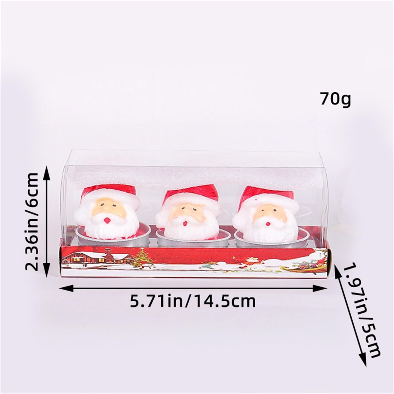 Mini Christmas Candles, Unscented Tea Light Candles with Candlesticks, Santa Claus, Snowman, Pine Cones, Christmas Tree, House Christmas Decor for Party Bedroom Table Decorations, 3pcs/Set (D)