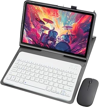 Keyboard Case for Lenovo Tab Plus 11.5 Inch 2024 TB351FU, PU Leather Case with Magnetically Detachable Wireless Keyboard, Tablet Mouse,White