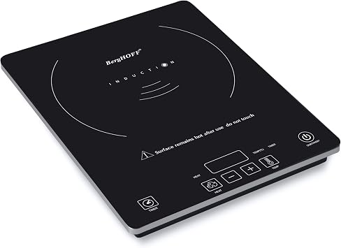 BergHOFF Tronic Tempered Glass Touch Screen Induction Cooktop 1800W, Auto-pan Detection, 14" Black Shatter-resistant