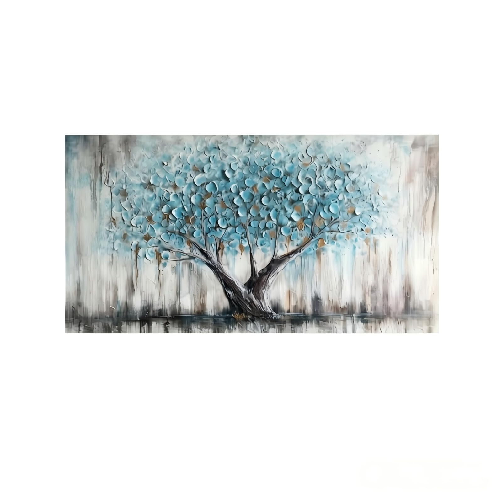 TUXCAXI Wall Art Blue Macrame Wall Hanging Pictures For Living Room Modern Canvas Print Eye-Catching Ready To Hang Decor