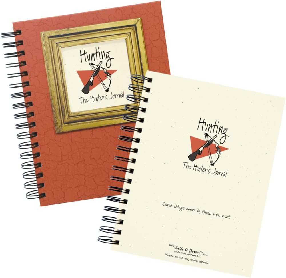 Write it Down Series by Journals Unlimited,Series Guided Journal, Hunting, The Hunter's Journal, Full-Size 7.5"x 9", Orange Hard Cover, Made in USA