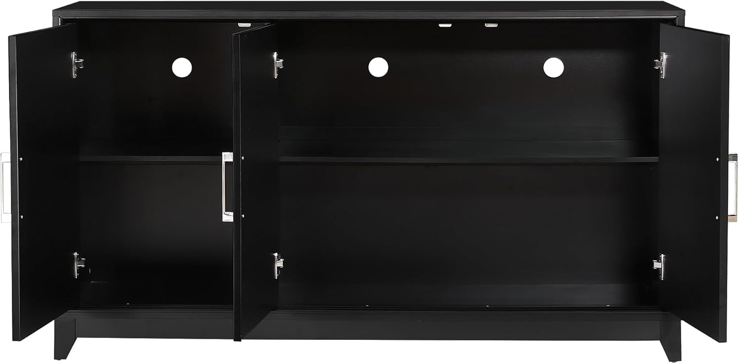 TV Stands for Living Room, Heavy Duty Entertainment Center with Storage, Modern Television Stands up to 65 TV, Black Media TV Console