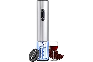 Wine Bottle Corkscrew Opener, Battery Operated Electric Corkscrews with Foil Cutter & LED Light