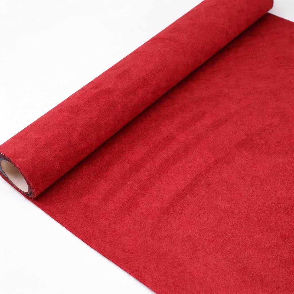 Premium Red Suede Fabric Wrap – 16x79 inch Self-Adhesive Suede Wrap for Car Interior Dashboard, Door Trim, Console & DIY Projects