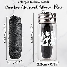 BOONBOO Dental Floss, Charcoal Woven Thread, Glass Bottle and 2 Heads Refill, Unflavored
