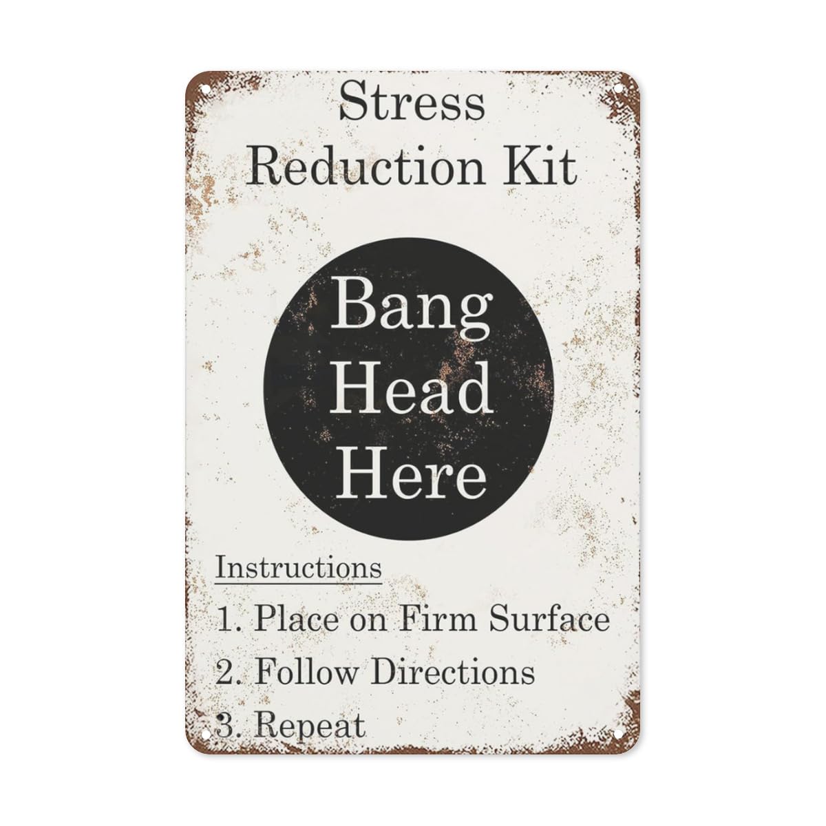 Kwqdozf As Pic Vintage Metal Tin Sign, Bang Head Here, Stress Reduction Something Differen