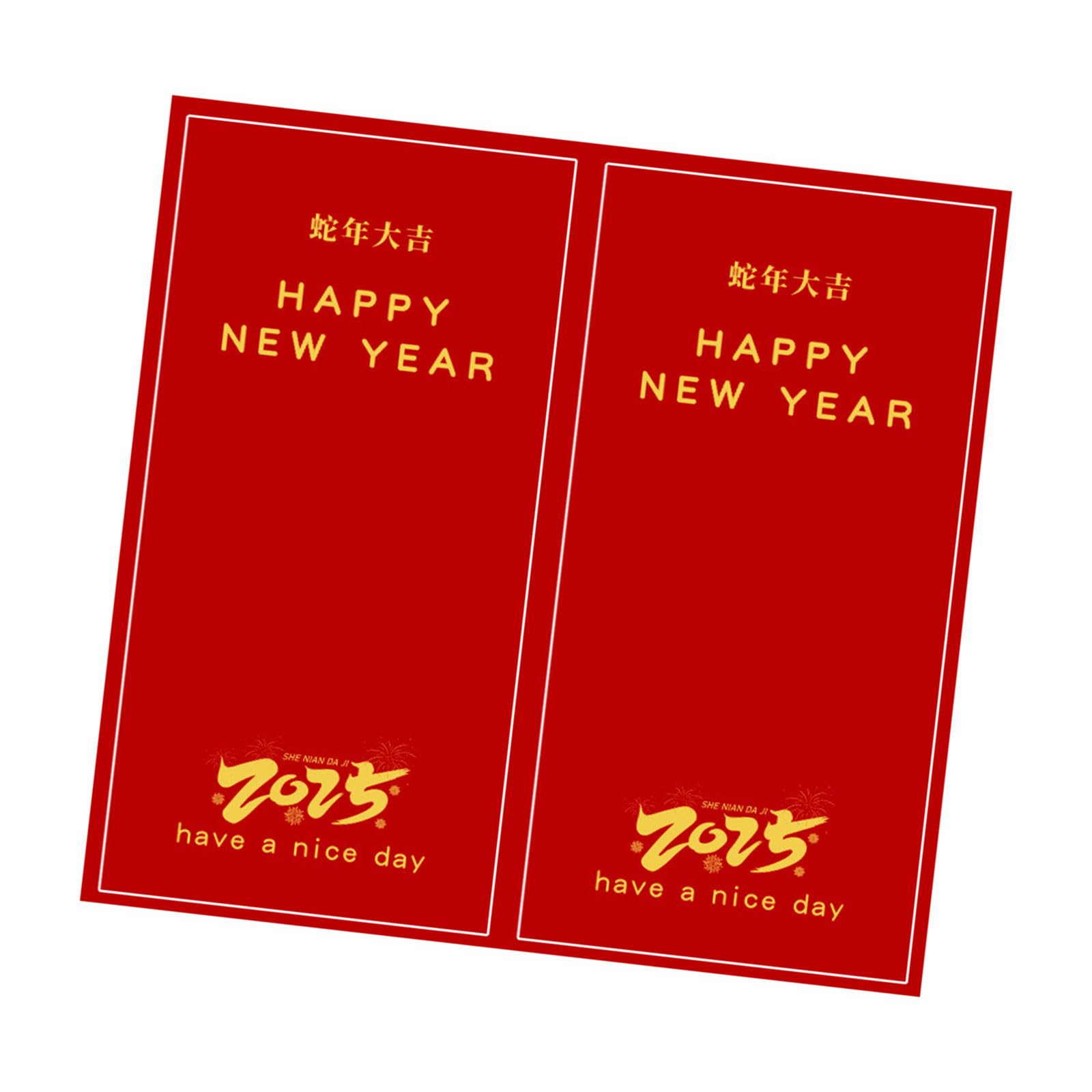 Buxuaaaa F 50 Counts Happy New Year Sticker 2X4inch Adhesive Labels Wrapping Sticker Or Envelopes Card Box Sealing Packaging Envelope Sealing