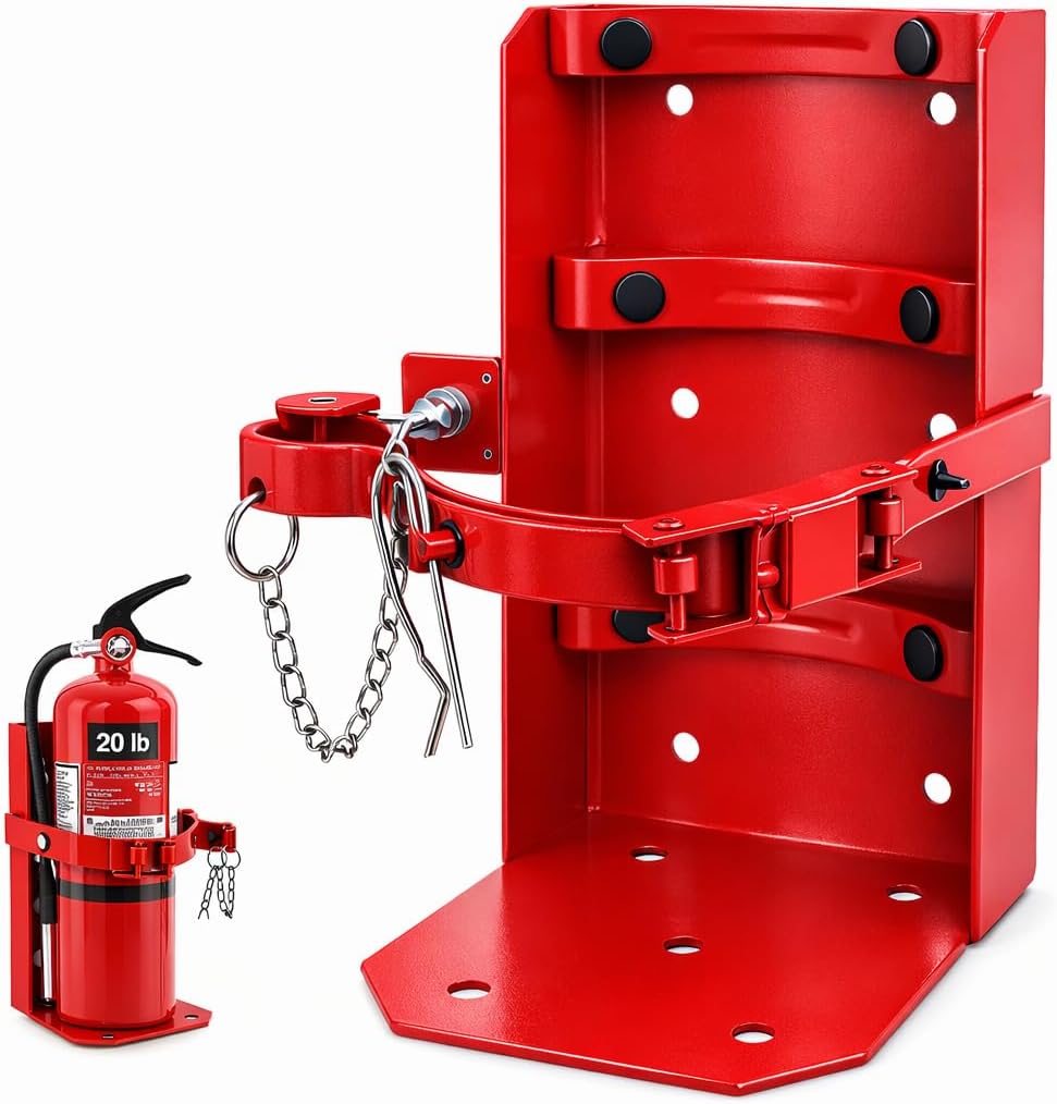 Fire Extinguisher Mount Bracket for 10 lb & 20 lb Extinguishers, Heavy Duty ST12 Steel Holder, Vehicle or Wall Mount for Truck, Garage, Boat, Industrial Use, Replacement for Amerex 809
