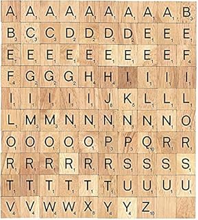 WOODEN SCRABBLE TILES BLACK LETTERS NUMBERS FOR CRAFTS WOOD ALPHABETS (100PCS)