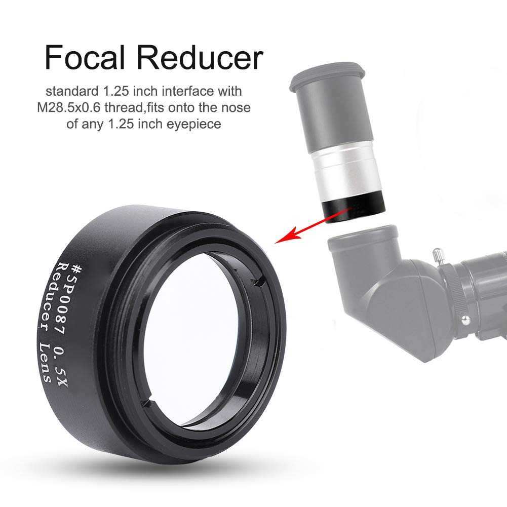 Generic Datyson Riduttore Focale 0,5X di Alta qualità per Oculare del Telescopio, Materiale in Lega di Alluminio, Adatto per Interfaccia da 1,25 Pollici, Filettatura M28 Visione Chiara, Colore, 1