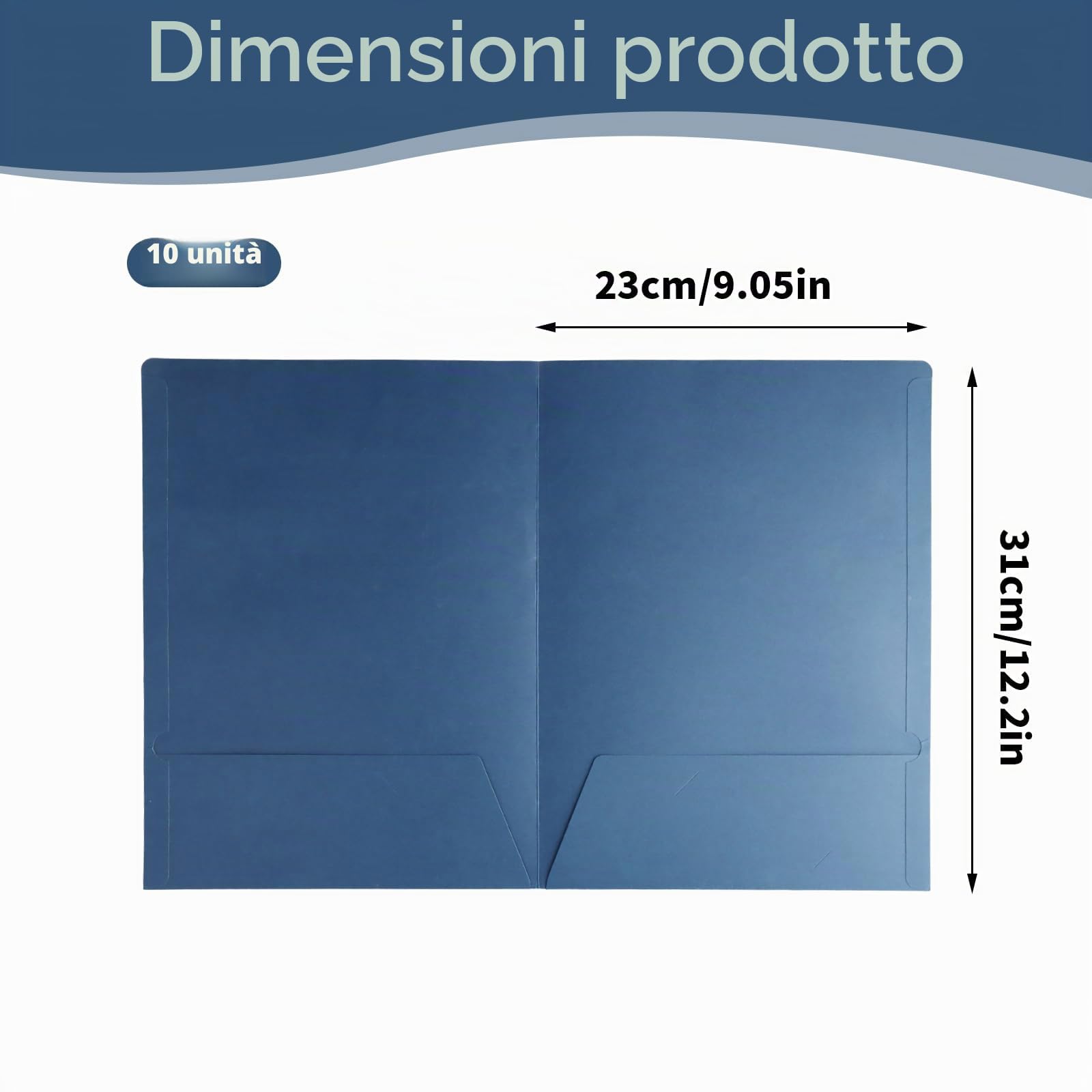 10 Pezzi Cartelline Portadocumenti A4 con 2 Tasche,Cartellette Cartoncino Cartellina Portadocumenti,Lembi in Cartoncino Cartelline per Riunioni,Cartella di Cartone per Ufficio Scuola (Blu)