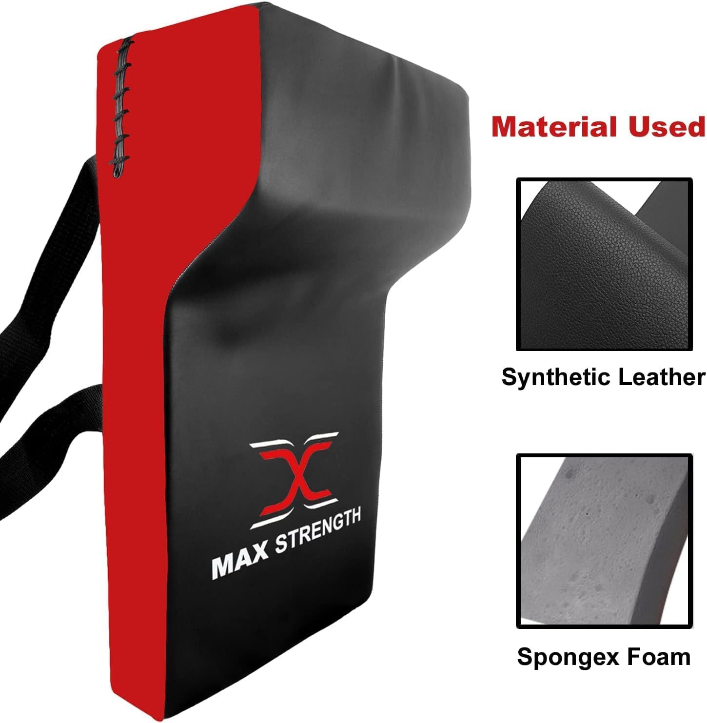 MAXSTRENGTH Bouclier de frappe de rugby robuste de qualité professionnelle en mousse haute densité (noir/rouge : simple)