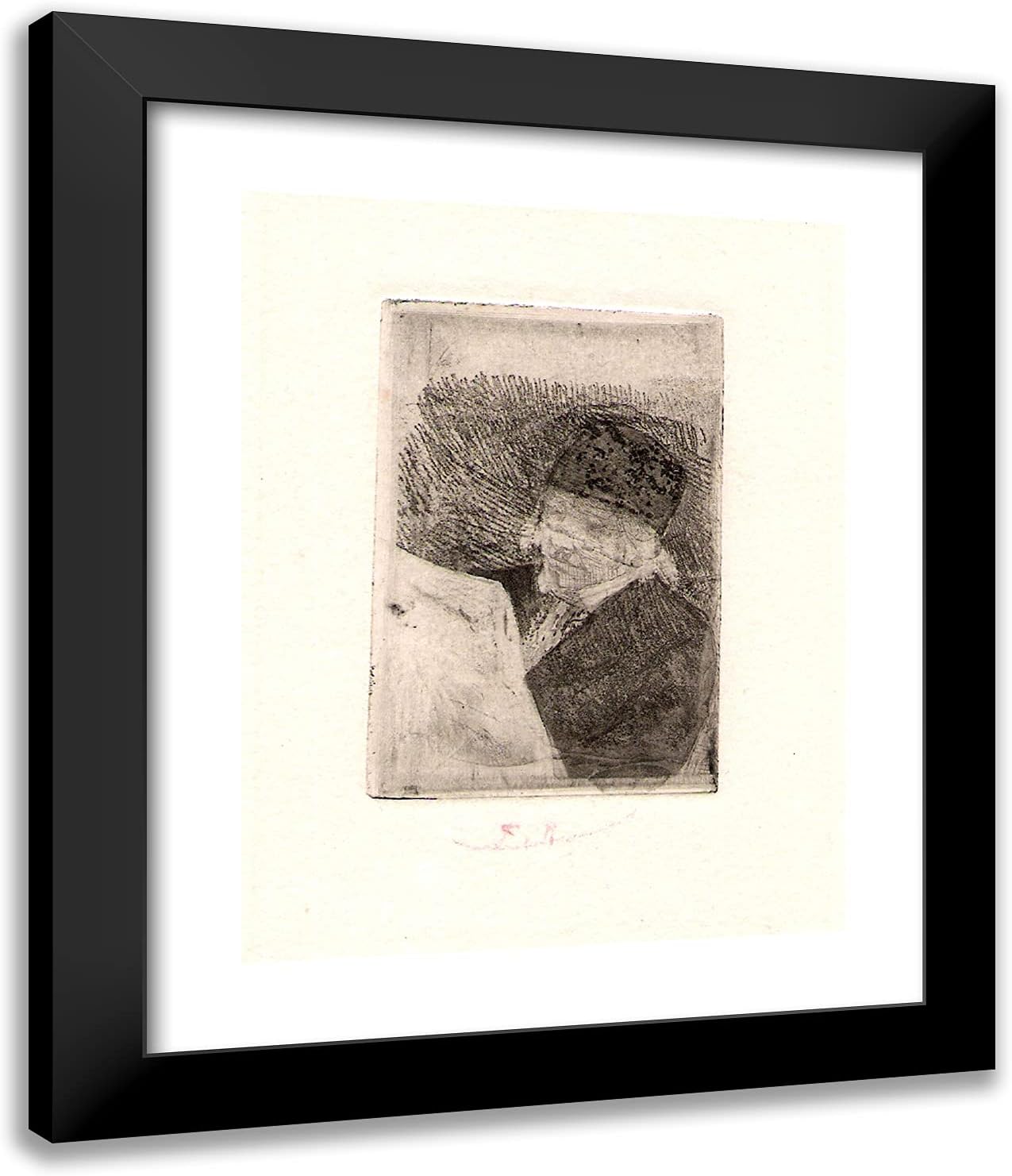 ArtDirect Rops, Felicien 20x24 Black Modern Framed Art Print Titled: The Reader