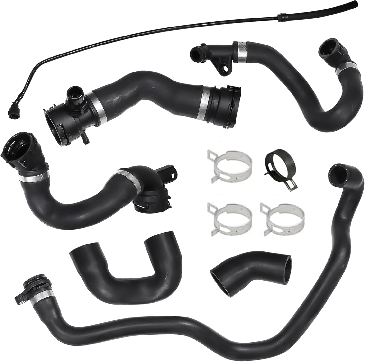 1712761851 7Pcs Radiator Coolant Water Hose Pipe Kit w/Clamps Fit for BMW E90 128i 325i 328i 330i N51 Engine 2007-2013 Radiator Water Hose kit Replaces 11537516414 11537521049 17127531579