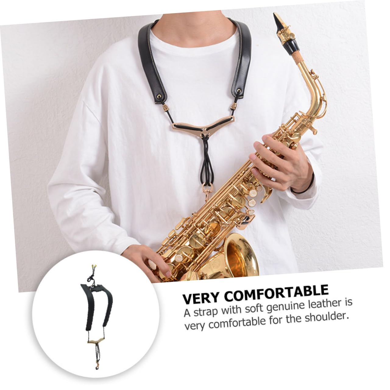 Imbragatura per Sax Contralto, Accessori Sassofono Doppia Spalla, Cuoio e Nylon, Regolabile, Nero, Cinghie per Borse per Uso Quotidiano Stili multipli