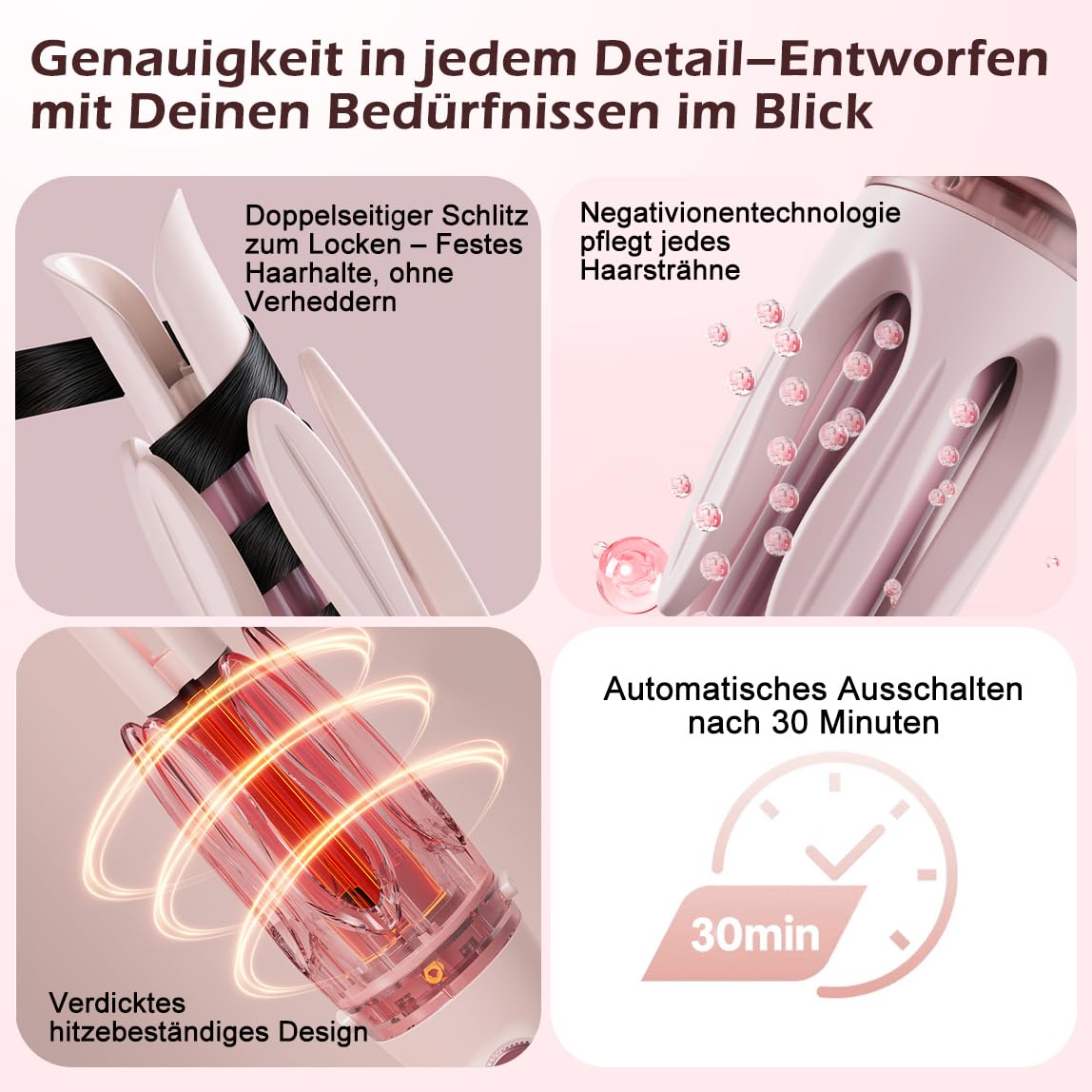 LtYioe Fer à boucler automatique 3 en 1 (28 bigoudis et brosse lissante de 32 mm) Rotation 2 voies et fente bidirectionnelle (anti-pincement), écran LCD, revêtement céramique, protection anti-brûlure