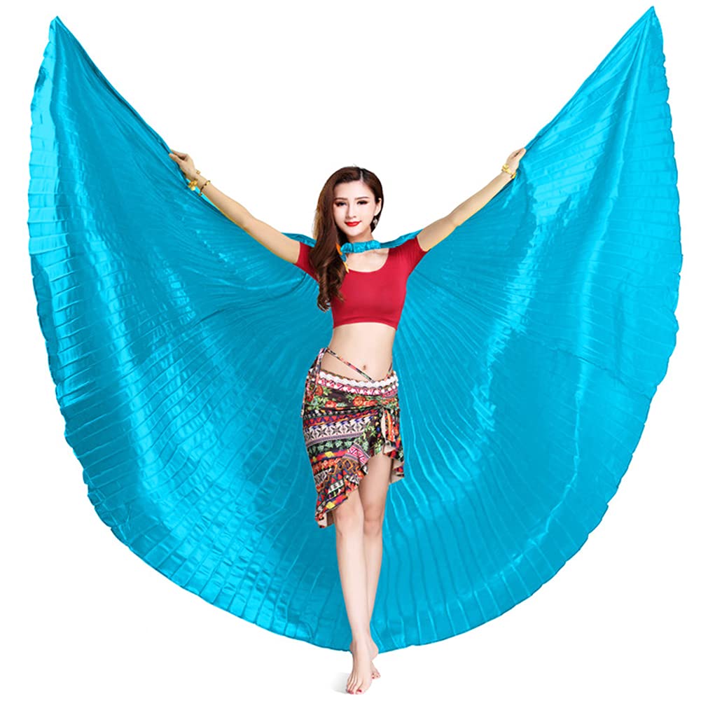 Belly Dance Wings with Sticks for Halloween Christmas Performance Isis Wings Dance Costume Angel Wings(Sky Blue)