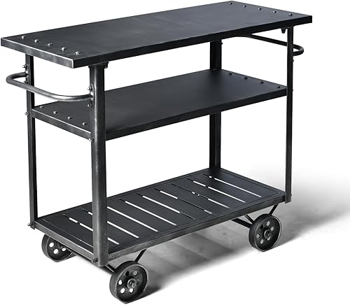 LOKKHAN Carrito de barra rodante con asa 3 niveles Carrito de microondas para cocina en el hogar, isla sobre ruedas, carrito de servicio móvil para