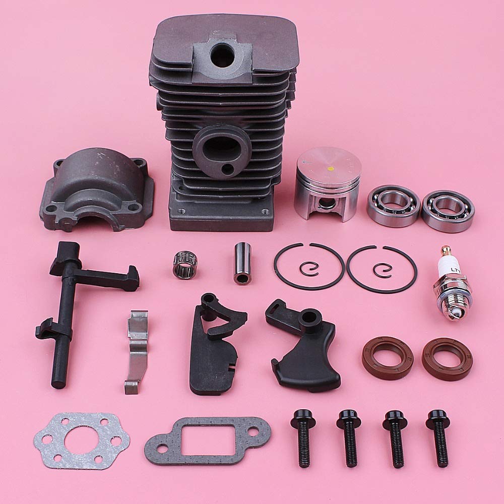 HAOHAO 38 mm Cilindro Kit de pistón Compatible with Stihl MS180 018 MS 180 Motosierra Pieza del Motor Pan cojinete de bancada del Sello de Aceite del gatillo de aceleración