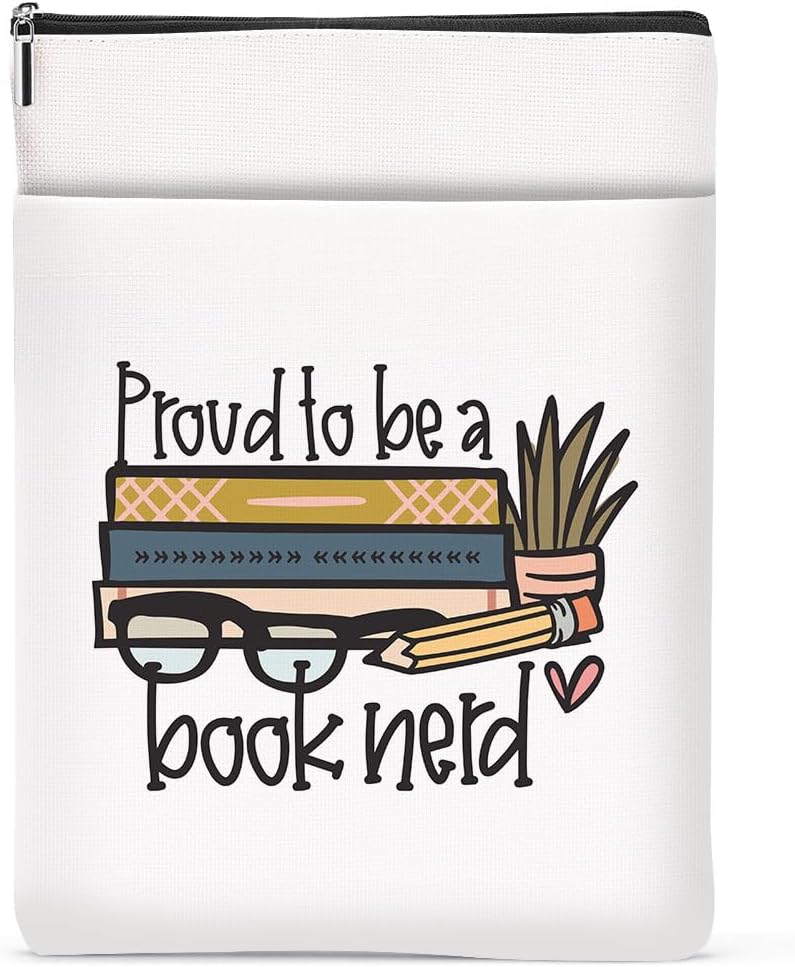 Book Nerd Gifts Book Sleeve, Bookish Book Lovers Gifts Book Covers for Paperbacks, Christmas Birthday Book Pouch Book Protector, Book Club Librarian Gifts for Women Reader Sister Book Accessories