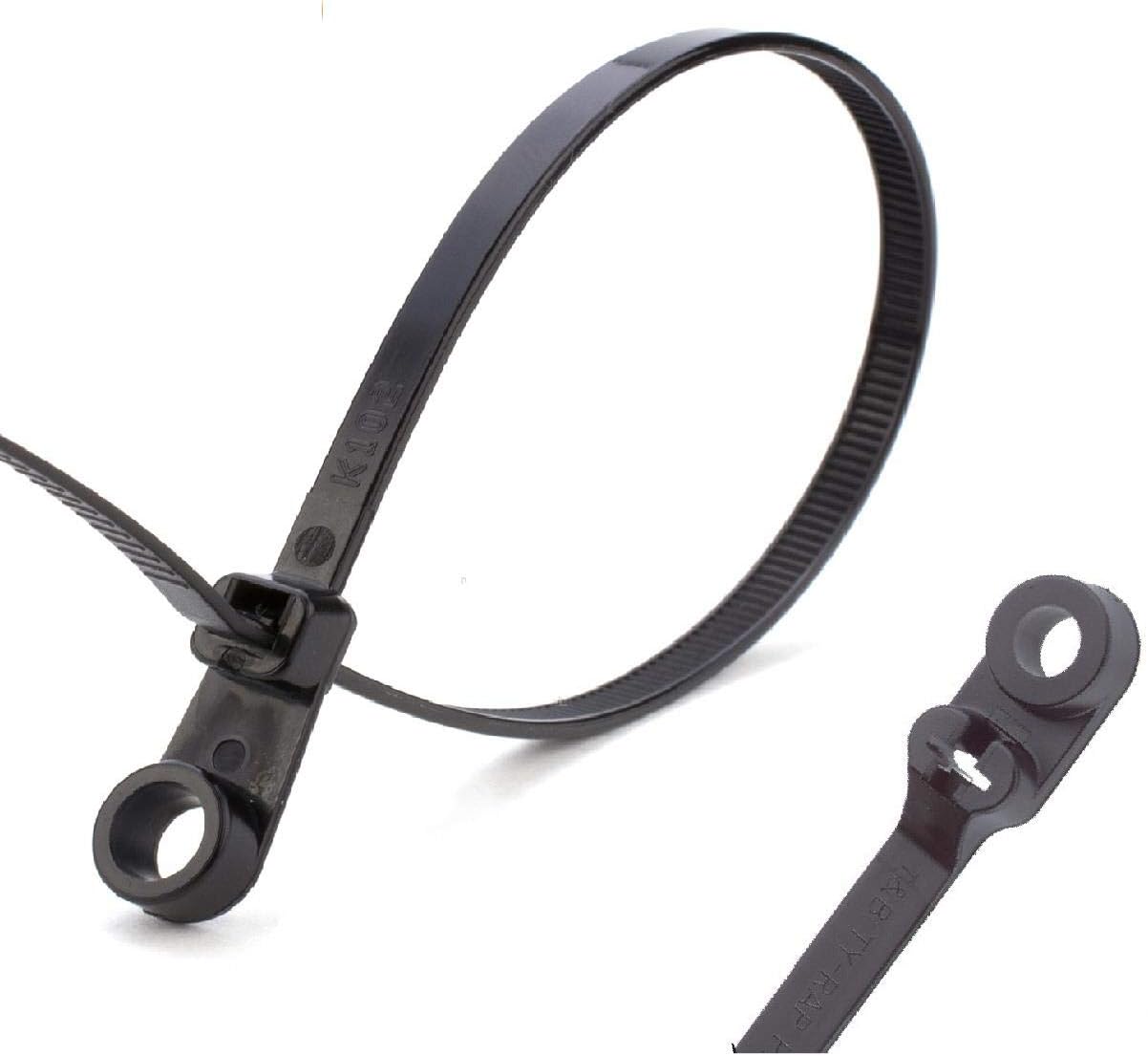100 x Black Screw Mount Cable Ties 300mm x 4.8mm Car Chassis Body Zip Tie Fixing