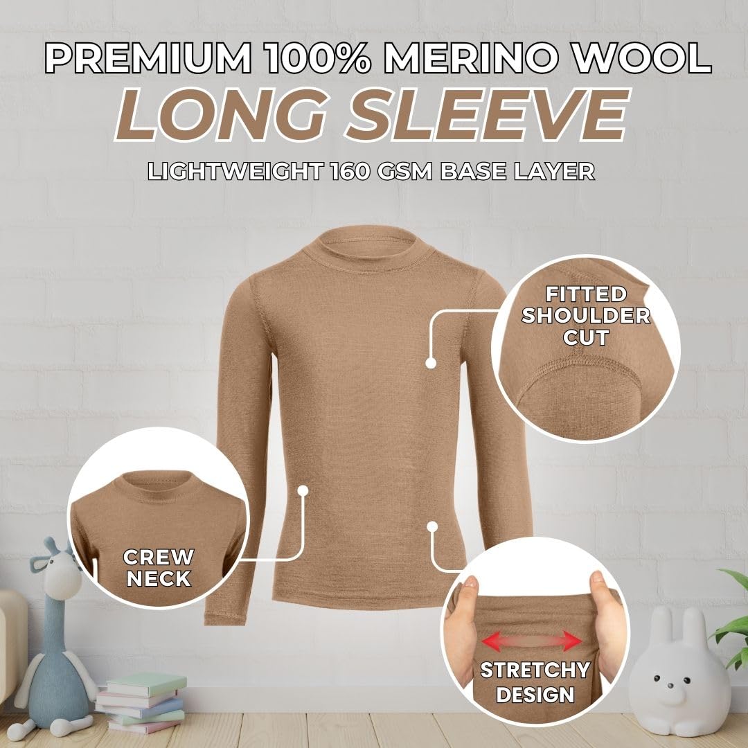 menique Camiseta unisex de manga larga para niños y niñas de merino orgánico