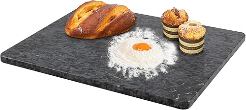 Lovdeco Tabla de cortar de mármol, tabla de pastelería para cocina, gran losa de mármol negro con pies antideslizantes, 16 x 20 pulgadas, 1 pieza