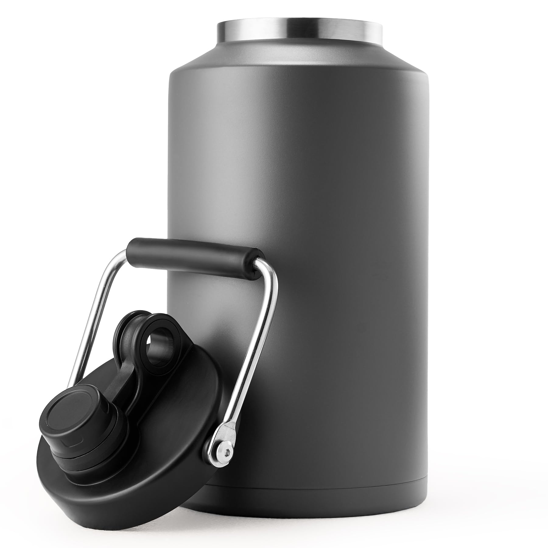 Kerilyn Insulated Gallon Jug with Handle, One Gallon, 128oz Stainless Steel, Large Double Vacuum Water Bottle for Hot & Cold Drinks, Wide Mouth, Sweat Proof, Great for Travel, Camping, Dark Grey