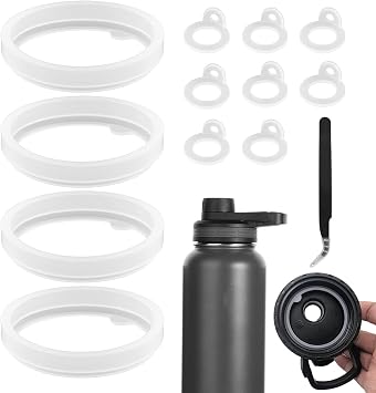 17pcs Water Bottle Lid Replacement, Silicone Water Bottle O Rings, Gasket Seals, Compatible for Takeya Actives 18oz 22oz 24oz 32oz 40oz