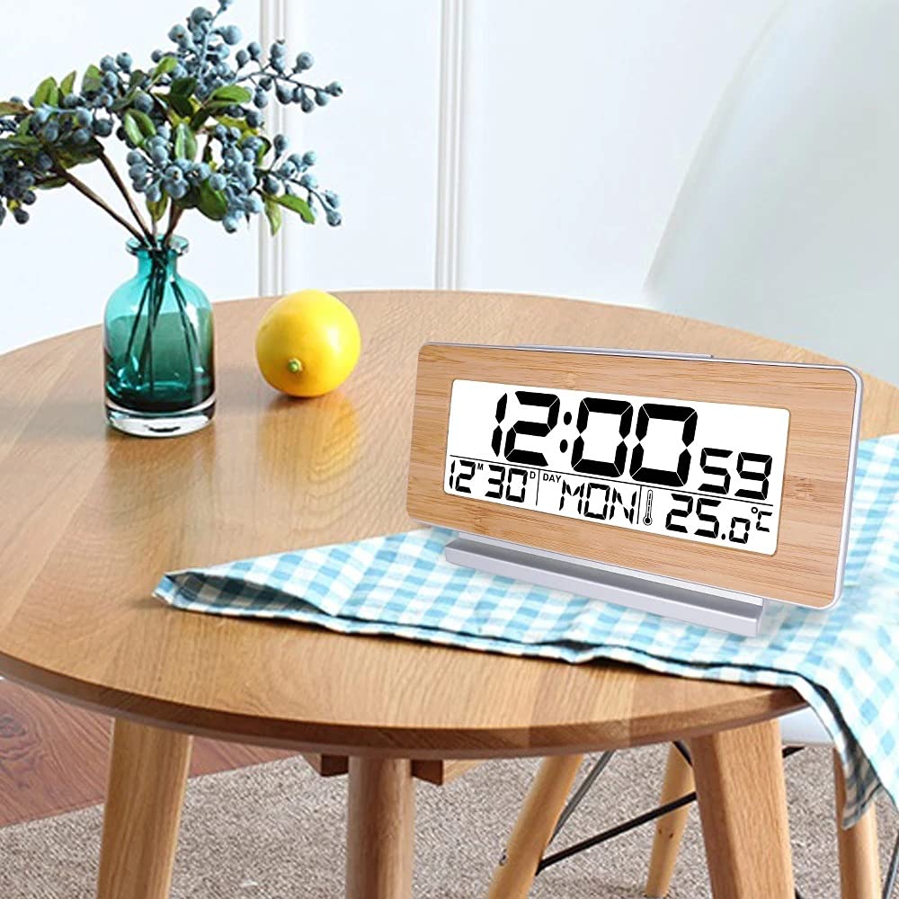 Sveglia Digitale LED Elettronico 12H/24H Sveglia e Funzione Snooze Termometro Retroilluminazione Orologi da Tavolo da Tavolo (Colore : E)