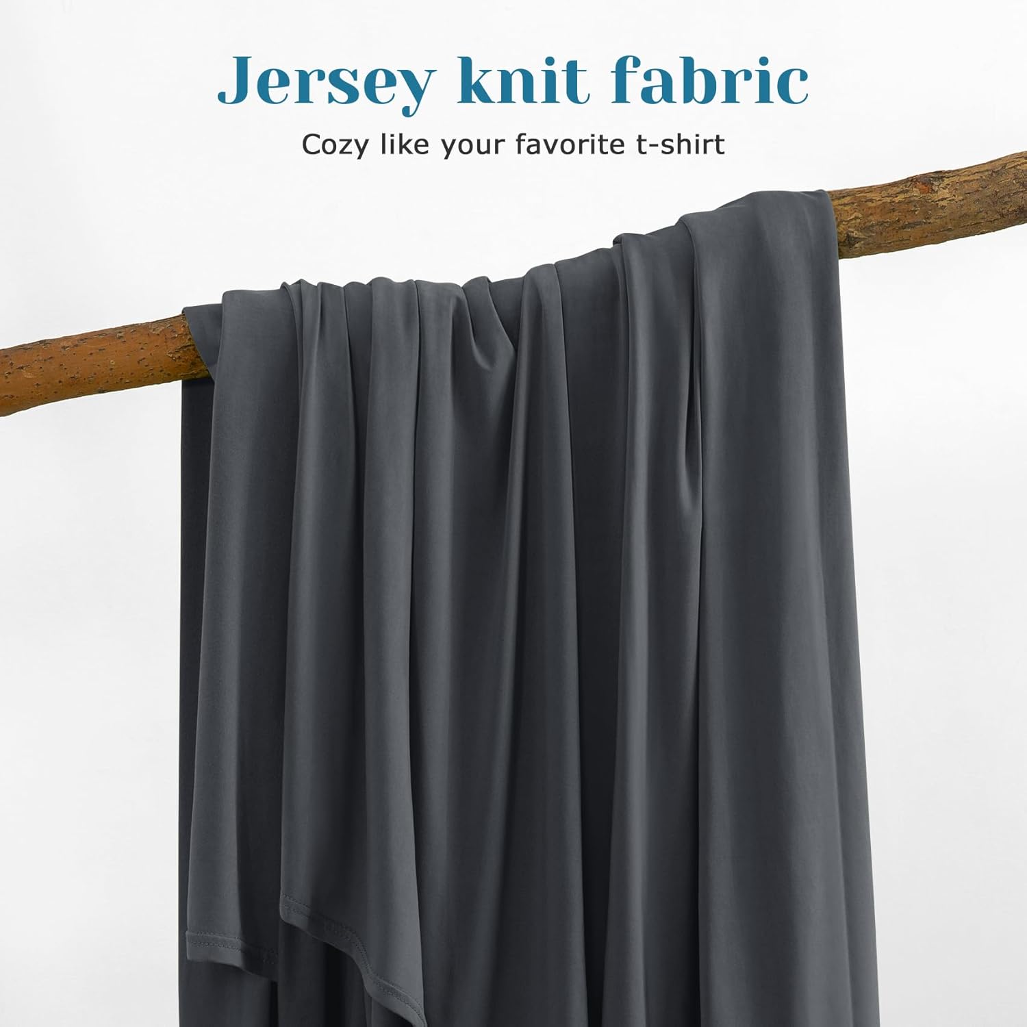 BYSURE Jersey Knit King Size Sheets Set 6 Pieces, Stretch Super Soft and Wrinkle-Free Bed Sheets, Spandex Blend with 18-inch Deep Pocket, Dark Grey