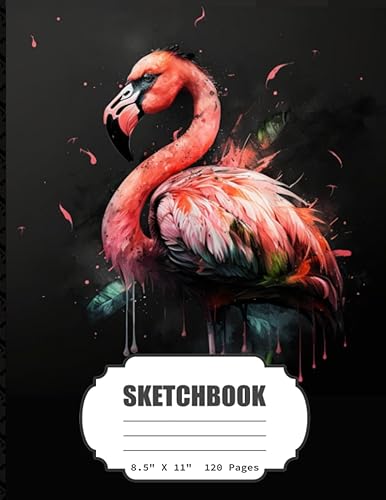 SketchBook Pink Watercolor Flamingo Sketch Book for boys, girls, Kids, Teens, Adults, Artist NotebookJournal for Drawing, Writing, Sketching or