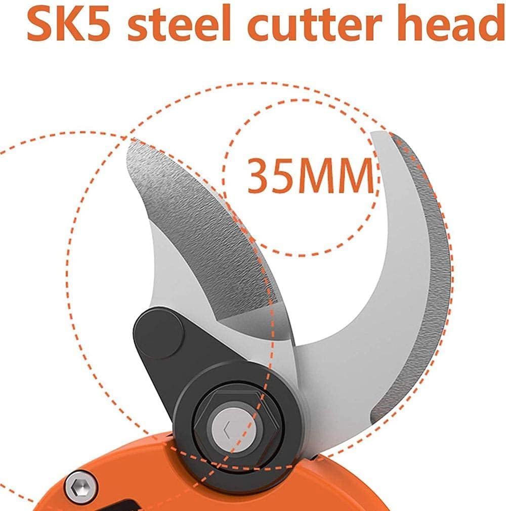35mm 800w Cordless Electric Pruner Pruning Shear Secateur, 21V Garden Tree Bonsai Pruning Scissors Branch Cutter-3 batteries ()