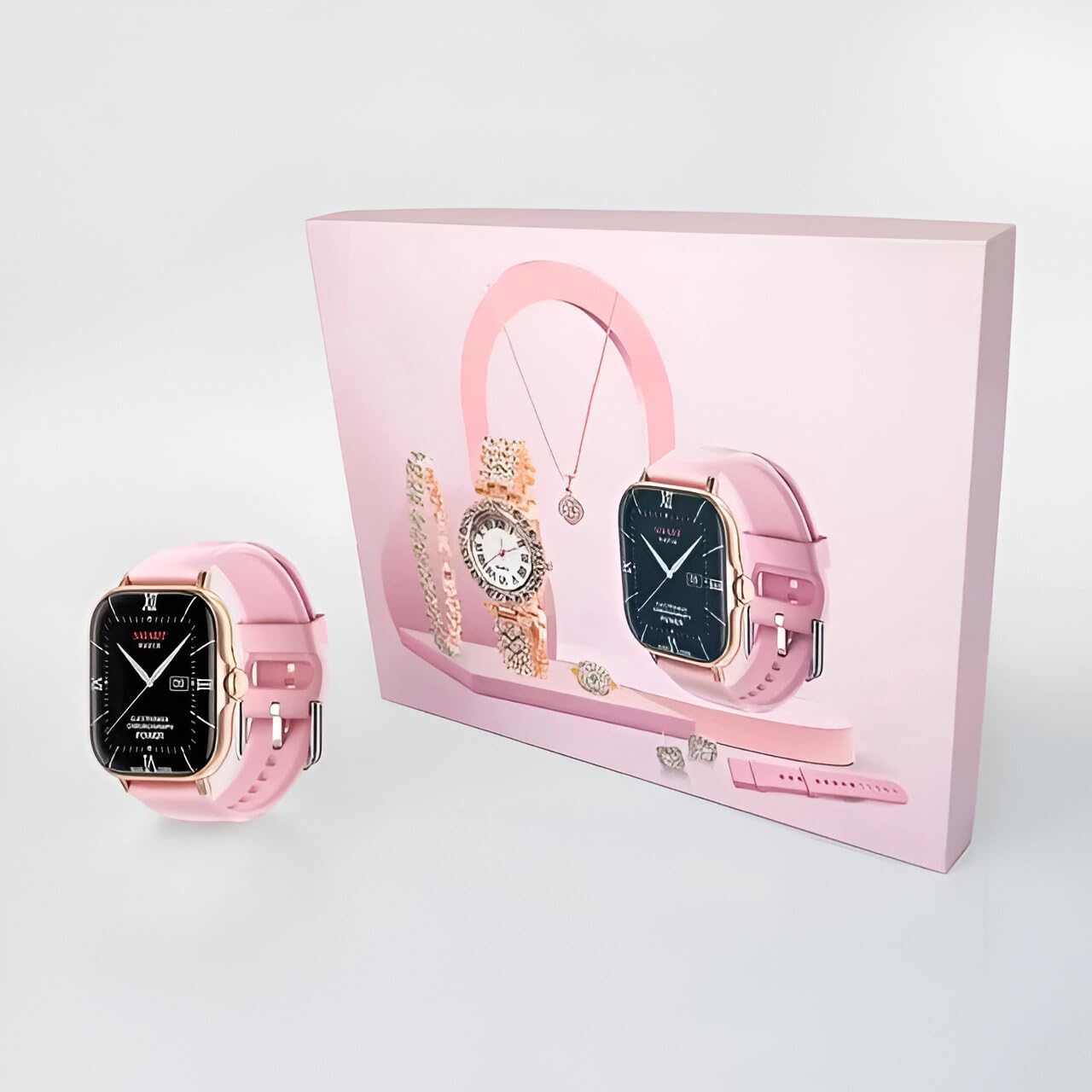 Smart Watch A58 Plus Series Supports Bluetooth Call Ultra Long Endurance  Sleep Monitoring + Additional Women's Diamond Set Small Gold Watch Necklace  Ring Earrings Bracelet Set Gift Box: Buy Online at Best