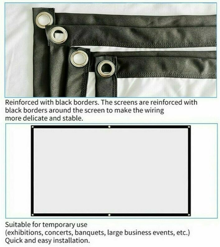 Projector Screen - Portable With 6 Hooks, Foldable for Indoor & Outdoor Movies, Video Projection for Home Party & Office image 5