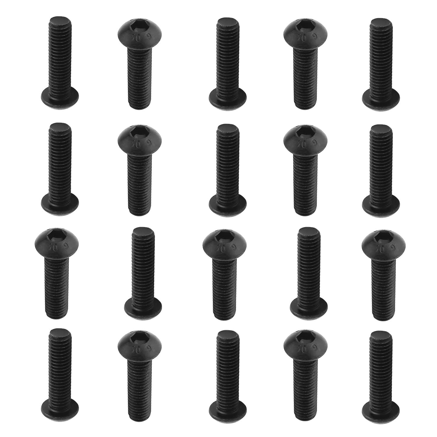50Pcs M8x35mm Hex Socket Head Machine Screws Carbon Steel Inner Hex Socket Round Head Screw Fasteners Furniture Bolts Black