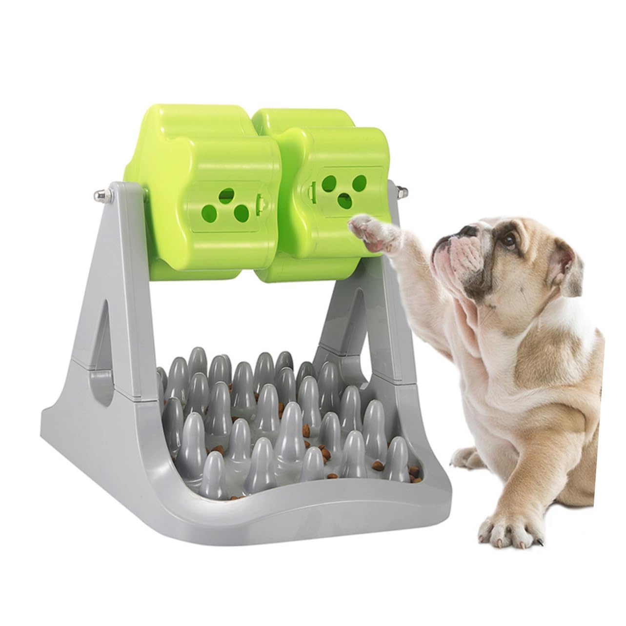 FOMIYES Mangiatoia Automatica Rotante per Cani in Abs, Distributore di Cibo Portatile per Animali, Design Anti-ingozzamento per Addestramento