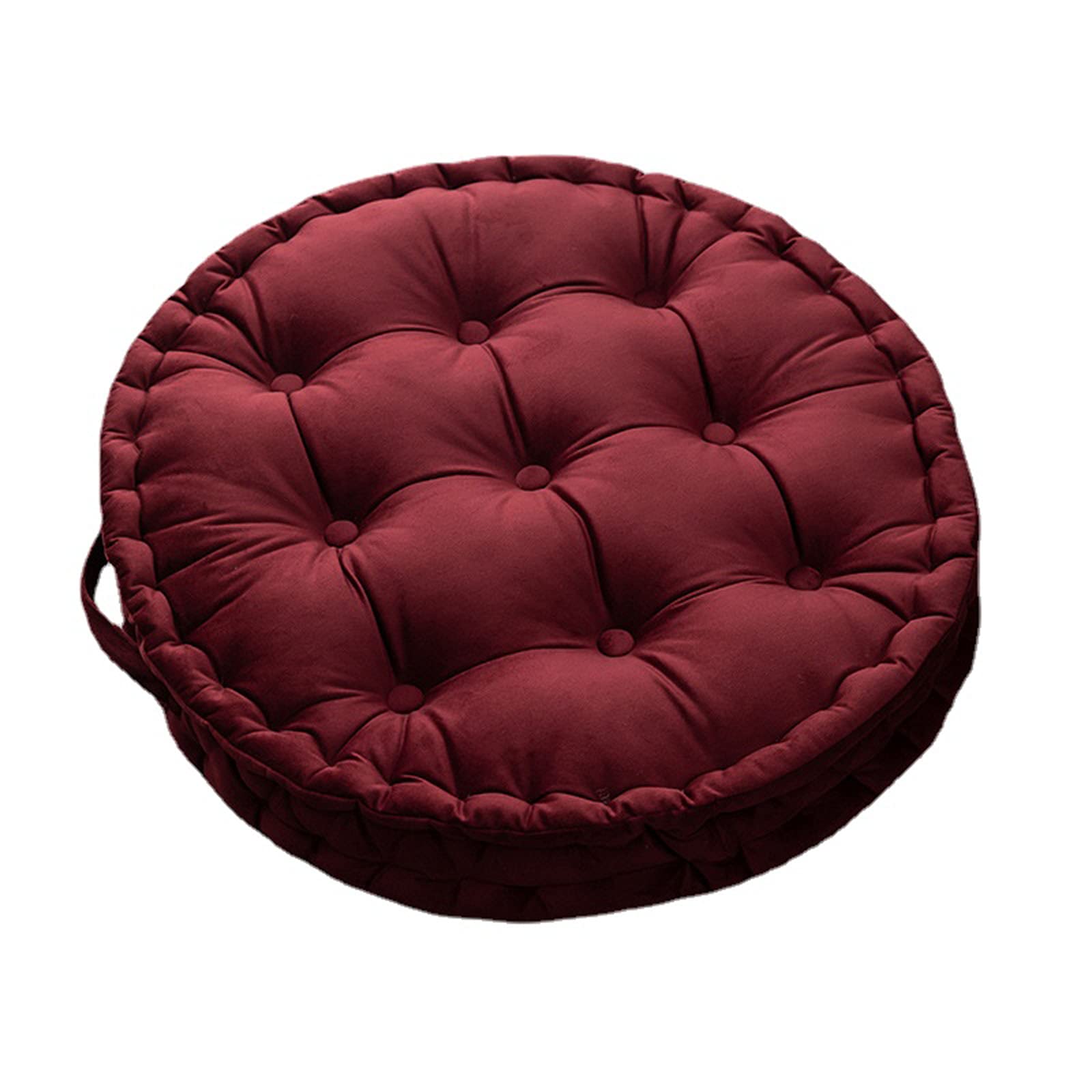 Cojines redondos de terciopelo para sillas de jardín 60 cm x 60 cm color sólido grueso cojín de invierno para oficina jardín patio extra grande (naranja)