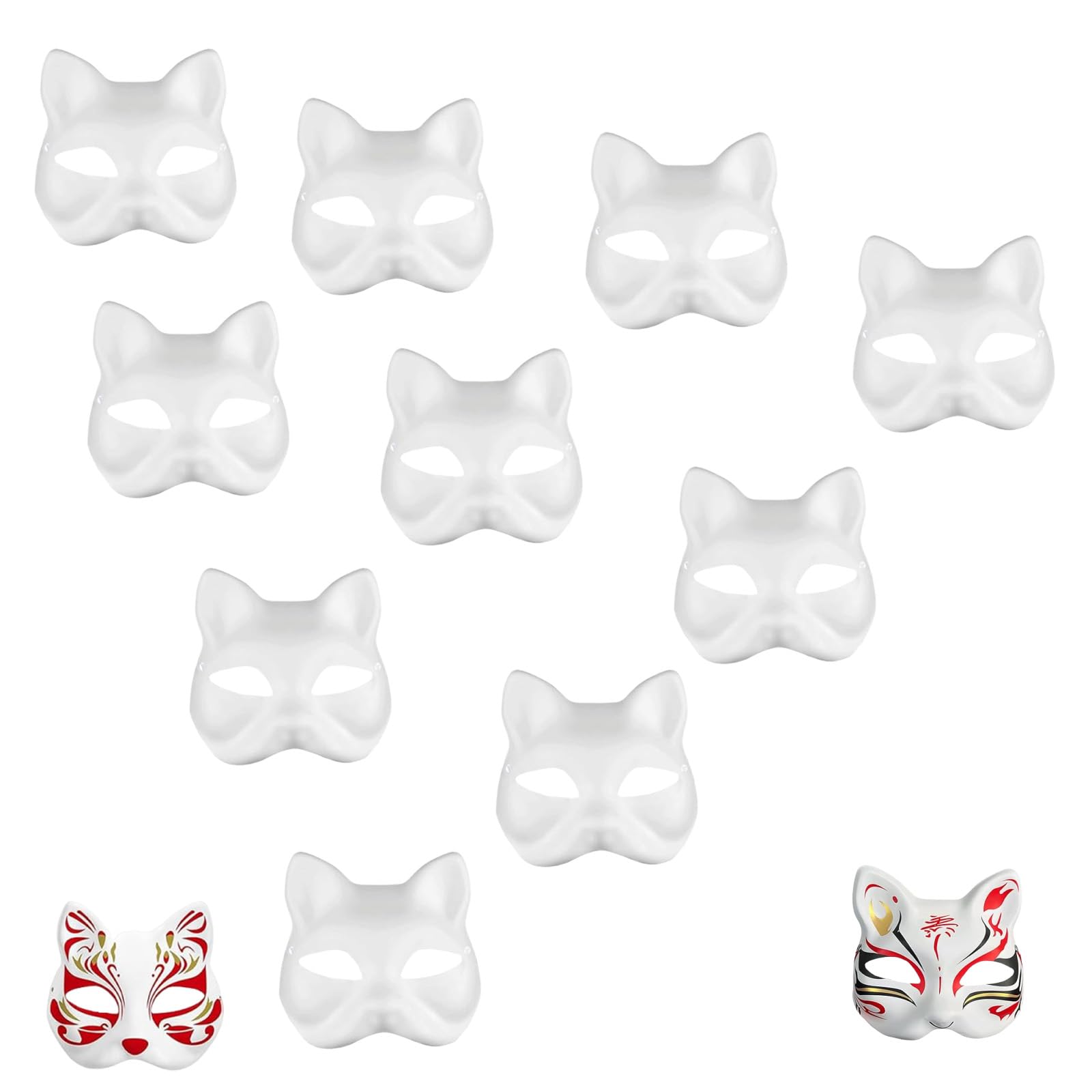 PXRLMYF 10 Stück Katzenmasken zum Bemalen Maske DIY Weiße Ka