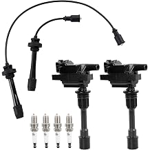 HQPASFY UF407 Ignition Coil Pack & Iridium Spark Plugs & Wire Compatible with 2001 2002 2003 Mazda Protege Mazda Protege5 Repalce# 5C1208 GN10301