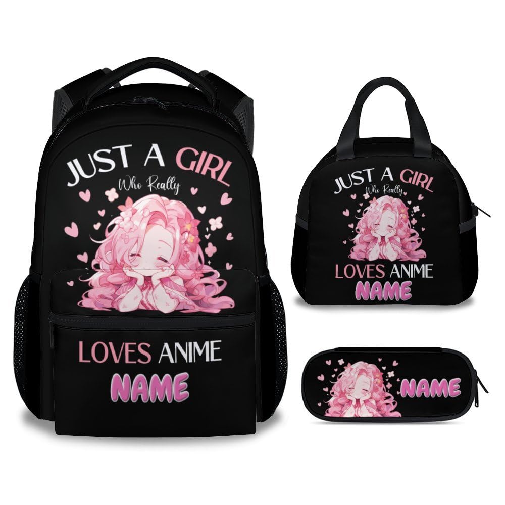 UNIKITTY Custom School Backpack with Lunch Box - Girls Backpack Ages 6-8, Cute Kids Backpack with Lunch Bag, 17" Durable Large Capacity Elementary