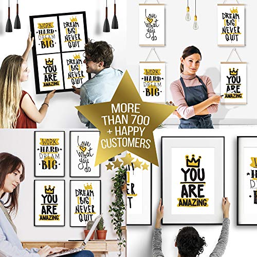Set Of 4 Inspirational Wall Art Decor - Unique Motivational Posters - Inspire Success Prints - Perfect Canvas For Bedrooms, Dorms, Living-Rooms, Classrooms With Quotes - Happiness Decoration For Home #TOP1