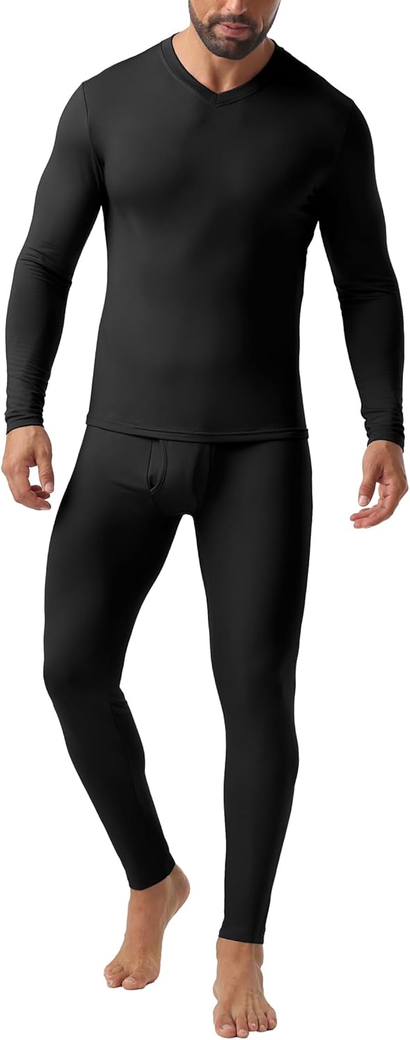 Askdeer Thermal Underwear for Men Long Johns Thermal Fleece Lined Long Underwear Base Layer Set