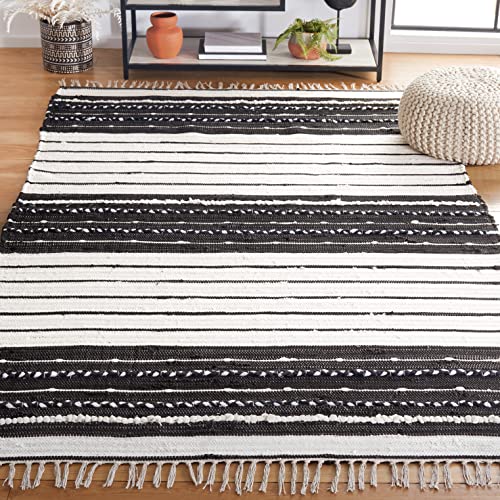 Tapete SAFAVIEH Kilim Rayado 4x6 Negro e Ivory