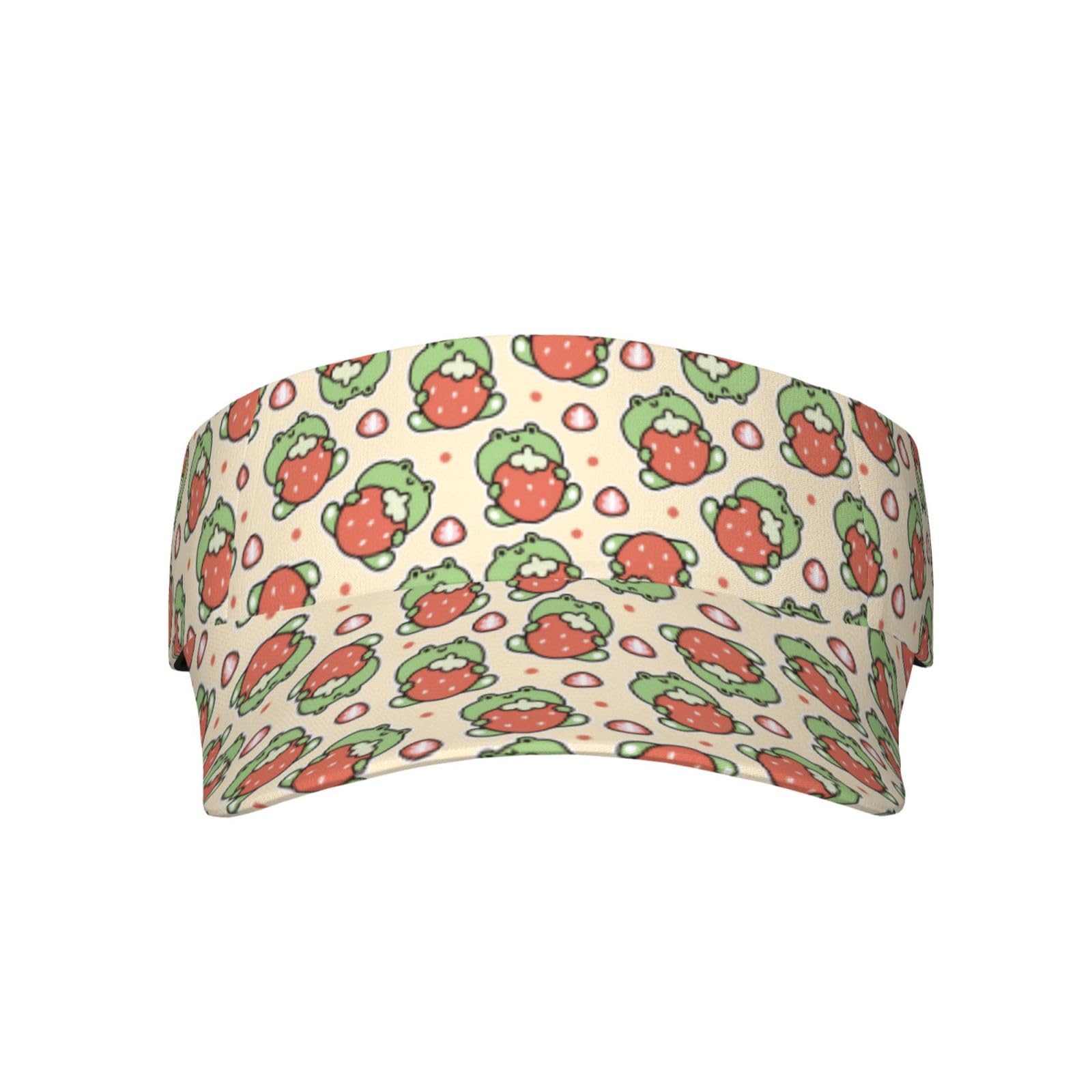DJNGN Frog Hold Strawberry Sun Visor Hat Men Women Summer Beach Cap Sport Visors for Running Cycling Fishing