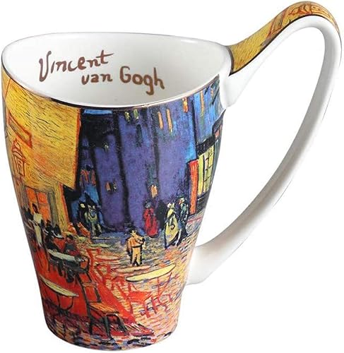 Miniatura 8 de Taza de café de porcelana de hueso, taza de té grande de 16 onzas, diseño inspirado en las pinturas de Van Gogh (noche estrellada)