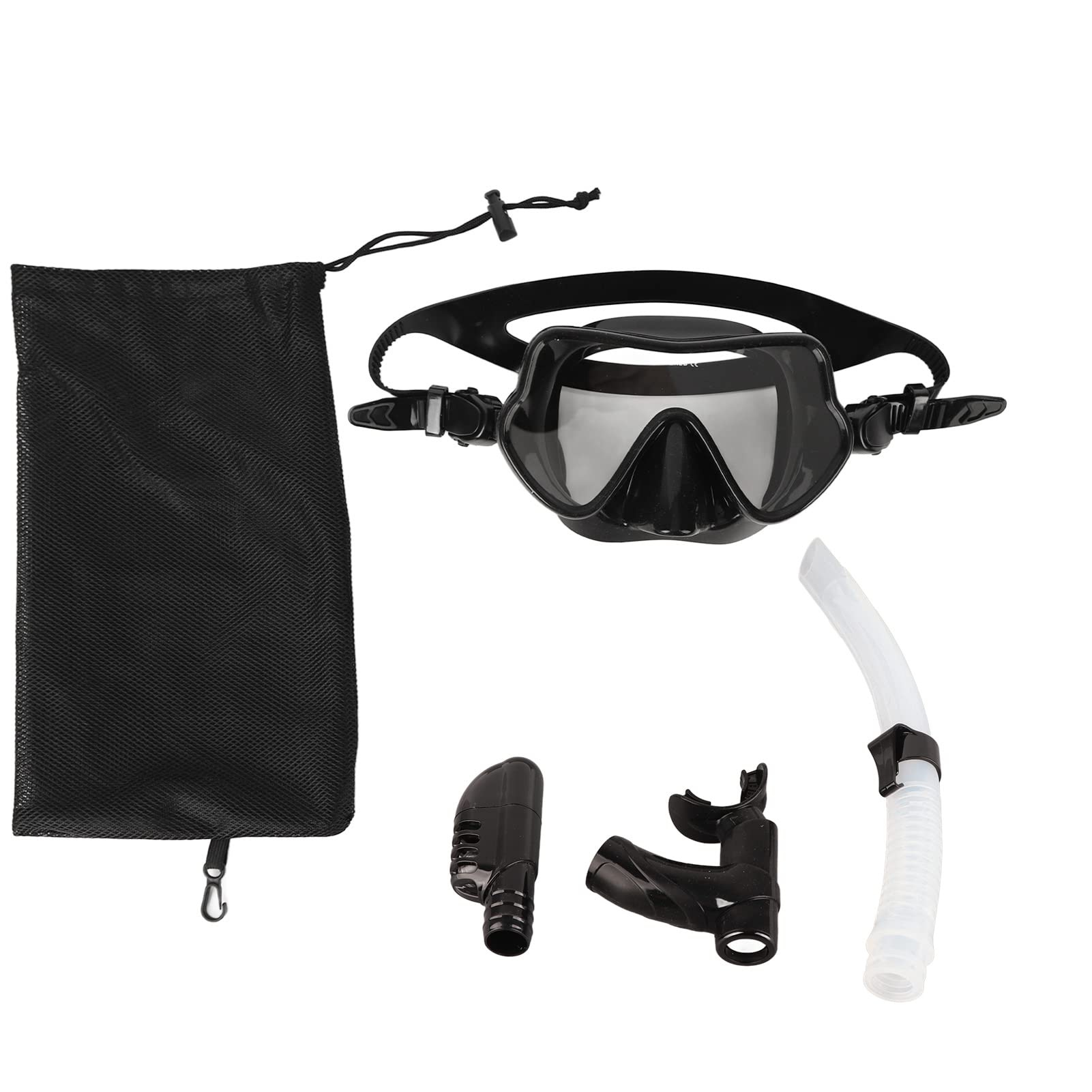Yuecoom Snorkel Diving Goggles,Silicone Full Dry Top Snorkel Set, Adult Portable Snorkeling Gear for Experienced Swimmers and Beginners Alike,Panoramic Wide View,Anti-Fog (Black)