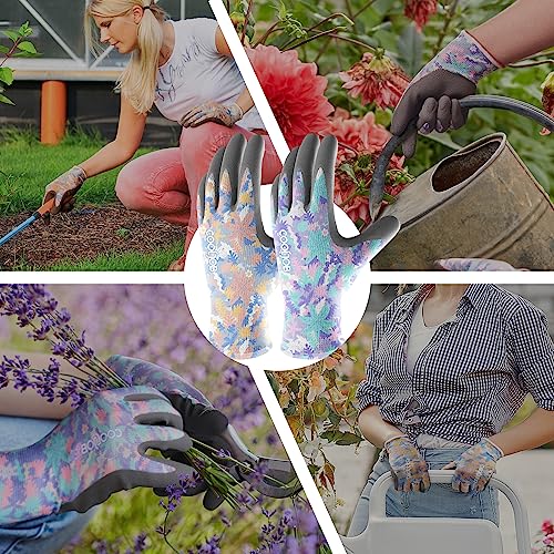 COOLJOB Gardening Gloves for Women 2 works Ladies, Comfortable Breathable Rubber Garden Gloves, Medium Size Fits Most - Image 3