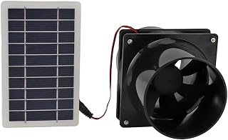Solar Abluftventilator 10W 12V, leistungsstarke Belüftung für runde Rohre ABS Material, Solarbetriebener Ventilator für Haustierhaus Hühnerstall Wohnmobil Gewächshaus